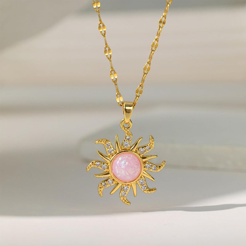 TACBSP Rapunz Sun Necklace for Women Tangled Necklace Sun Necklaces Opal Pendant Neckalces Healing Crystal Necklaces Christmas Trendy Jewelry - Image 3